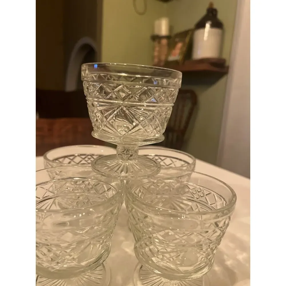 Big Top Peanut Butter Hazel Atlas Glass Short Sherbet Vintage Set Of 5